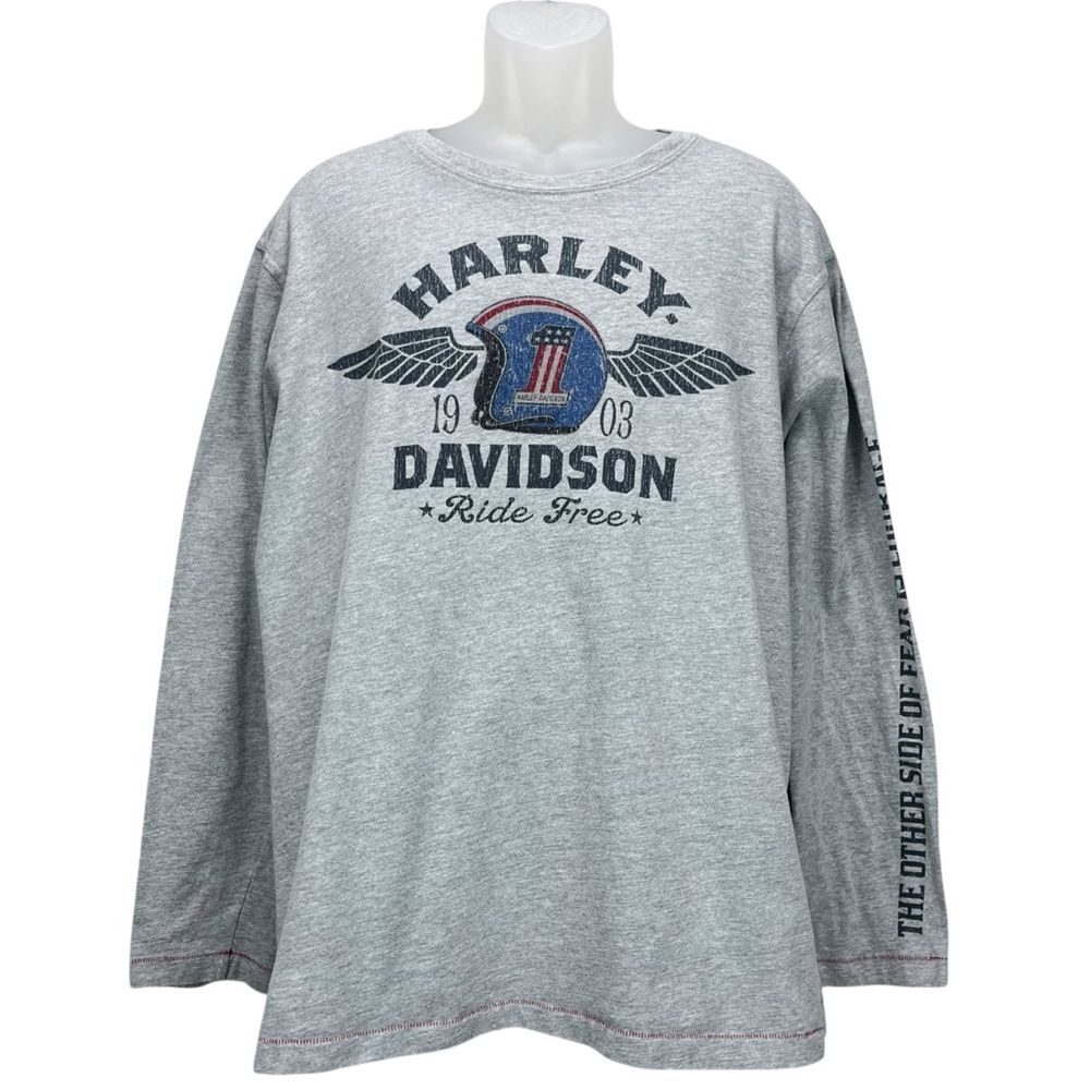Harley-Davidson Men's XL Graphic Gray Long Sleeve Shirt Made in‎ USA